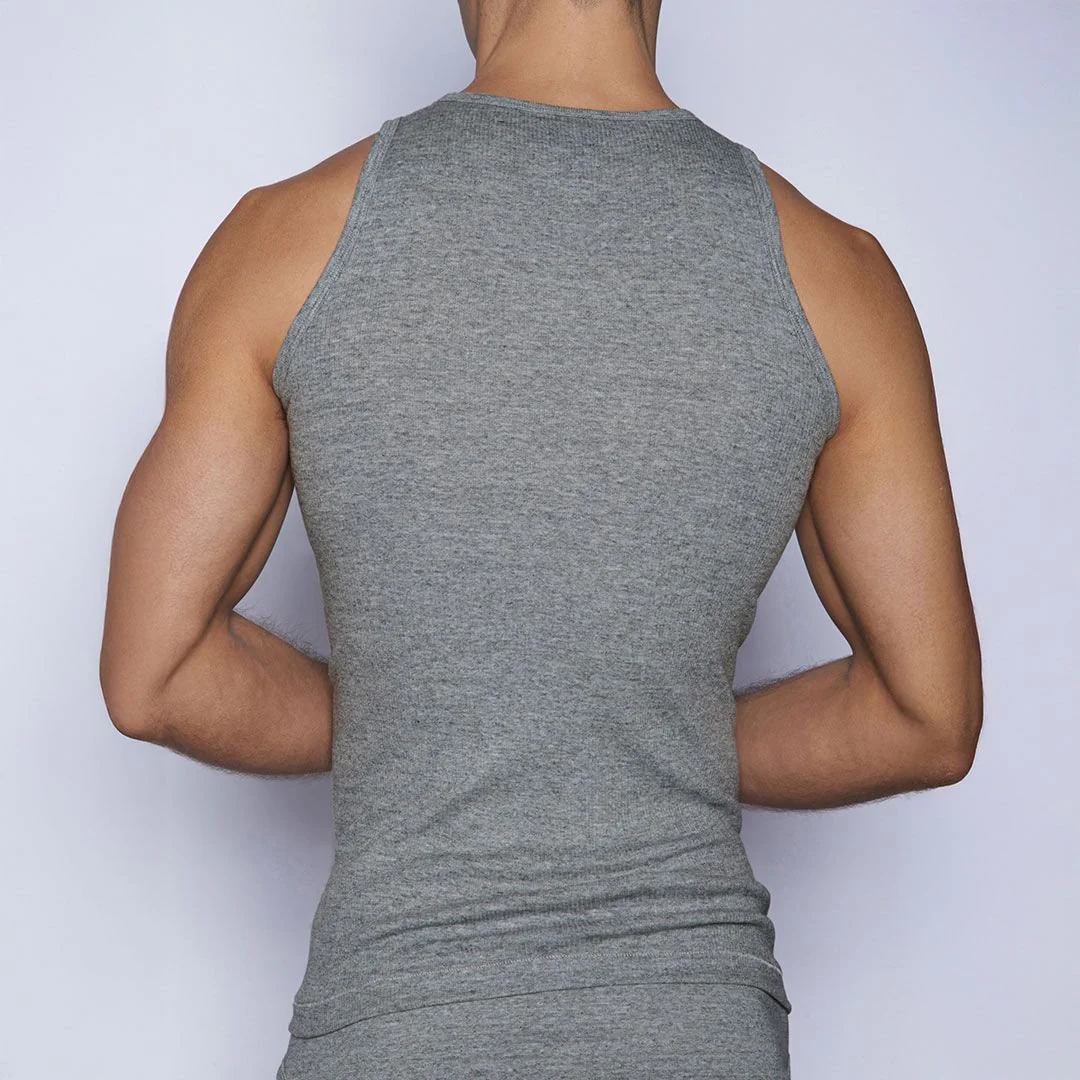 Layers Classic Ribbed Fitted Tank Grey Heather - Image 3