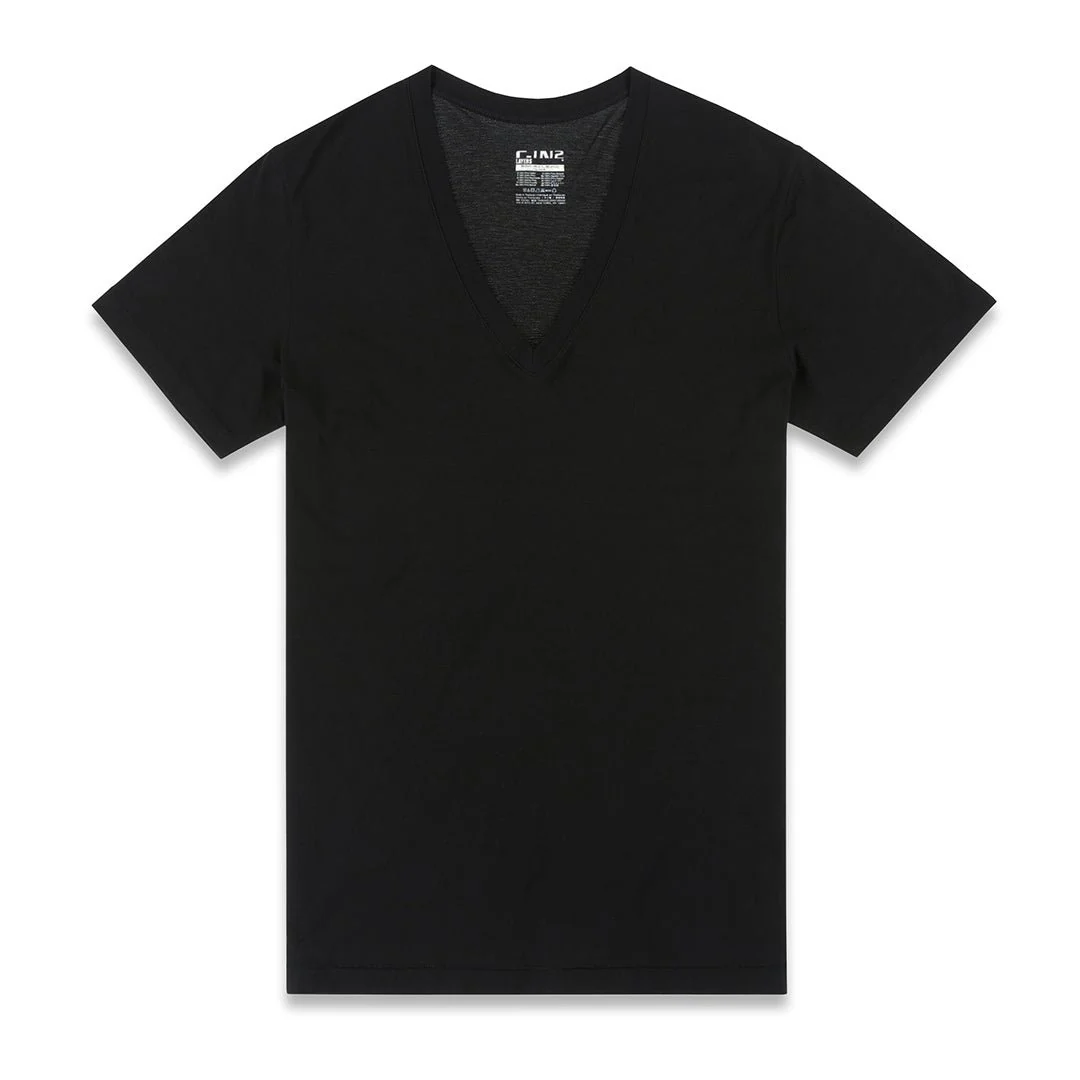 Layers Slim Deep V-Neck T-Shirt Black - Image 3