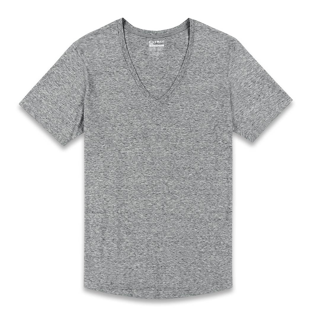 Perfect Pima Relaxed Deep V-Neck T-Shirt Grey Heather - Image 4